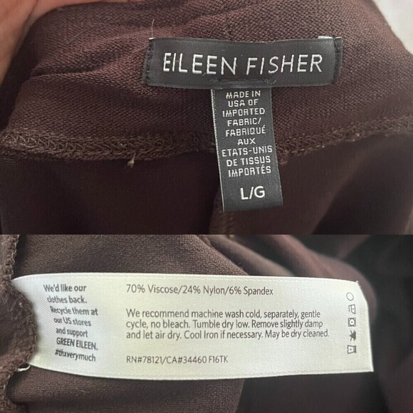 Eileen Fisher Women Size L Brown Pullon Straight Leg Ankle Pants Trouser Office - Picture 5 of 7